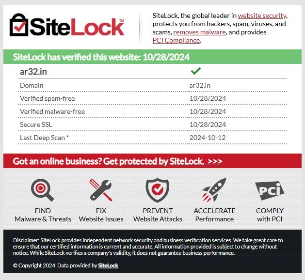 AR 32 Site lock to prevent phishing attacks.